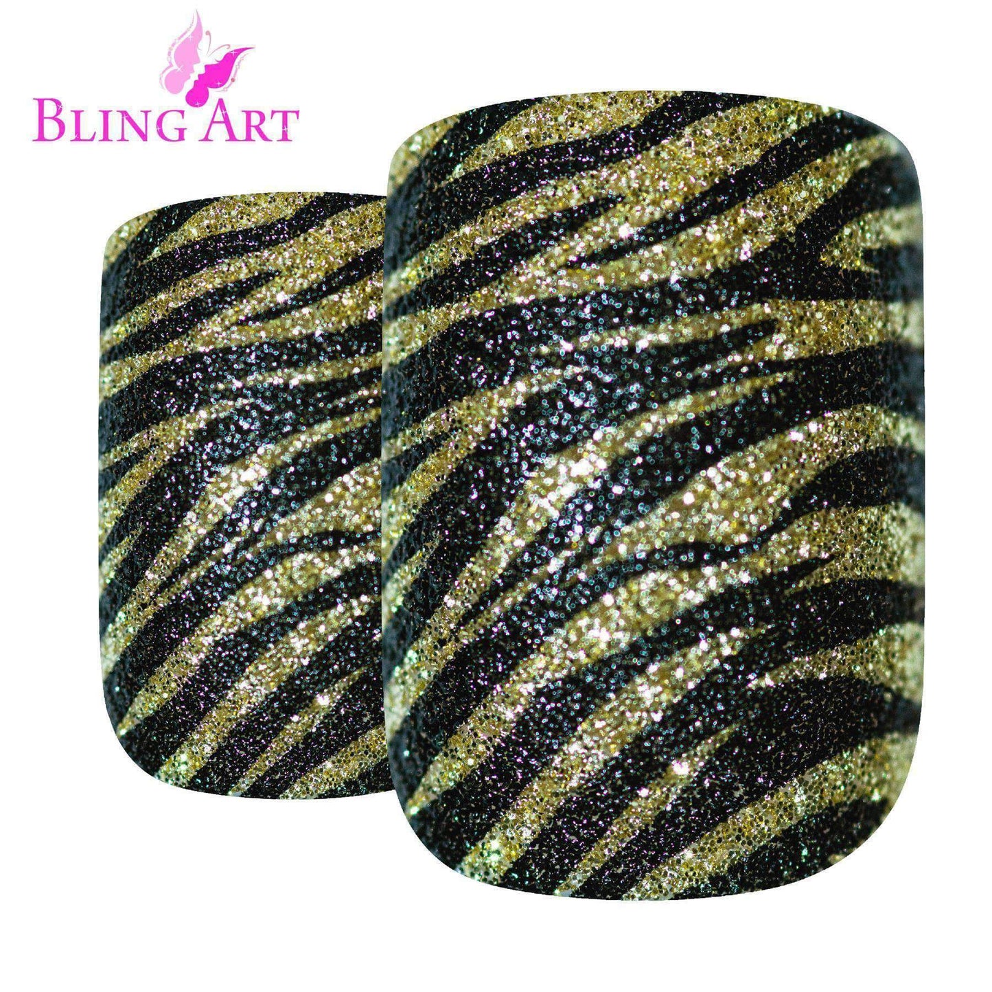 Bling Art Gold Black French Nails