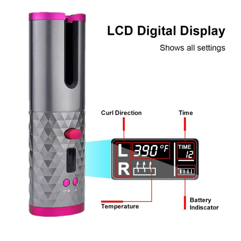 Cordless LCD Hair Curler