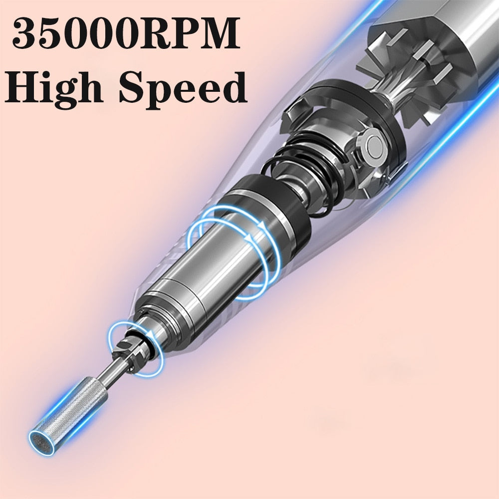 Rechargeable 35000RPM Nail Drill