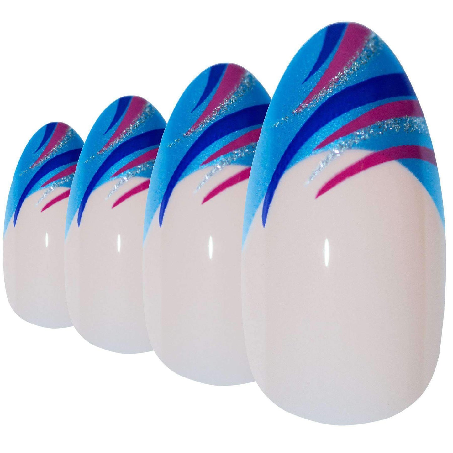 Bling Art Blue Glitter Stiletto Nails