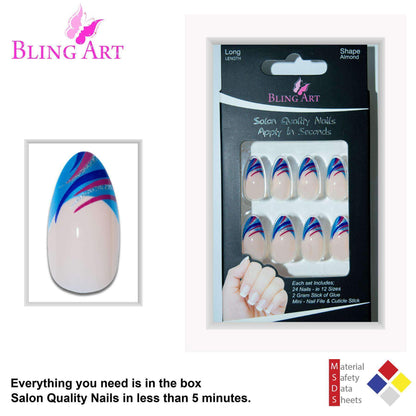 Bling Art Blue Glitter Stiletto Nails