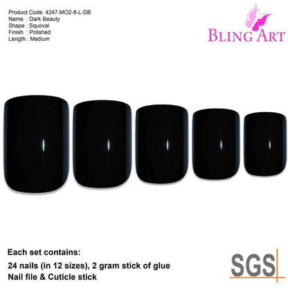 Bling Art Black French Nails
