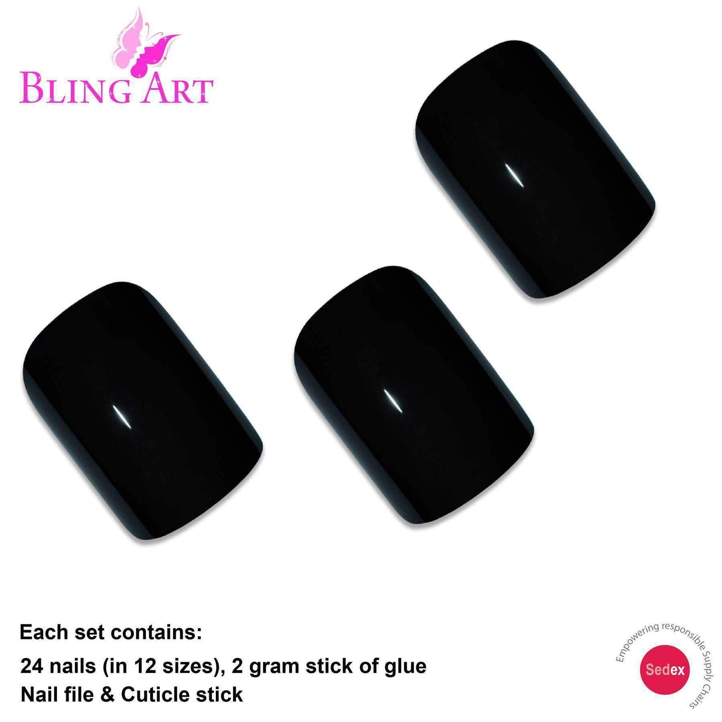 Bling Art Black French Nails