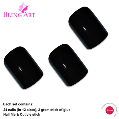 Bling Art Black French Nails