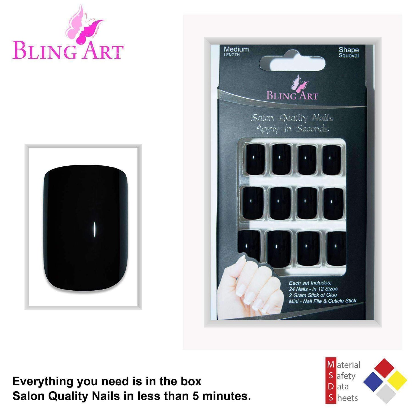 Bling Art Black French Nails