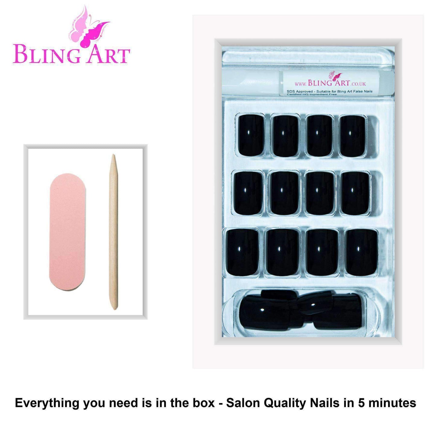 Bling Art Black French Nails