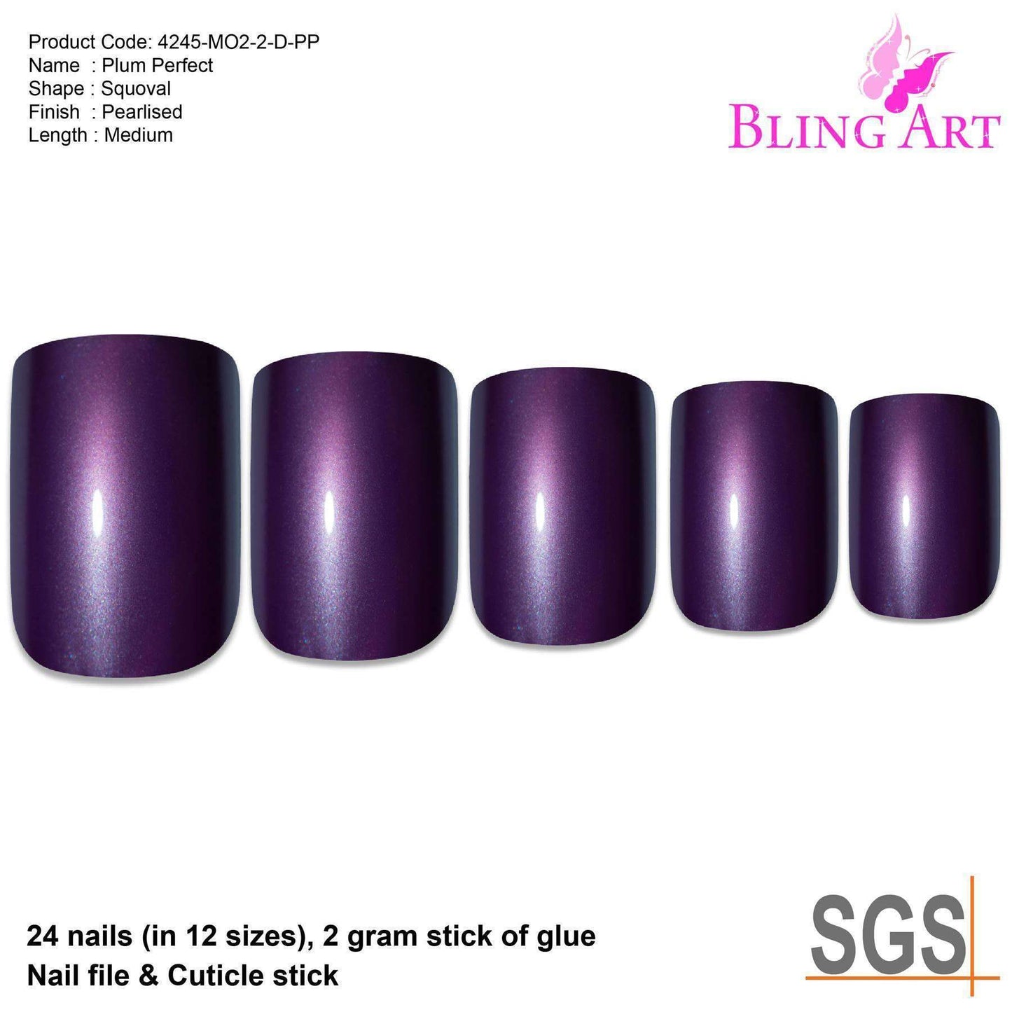 Bling Art Purple French Nails