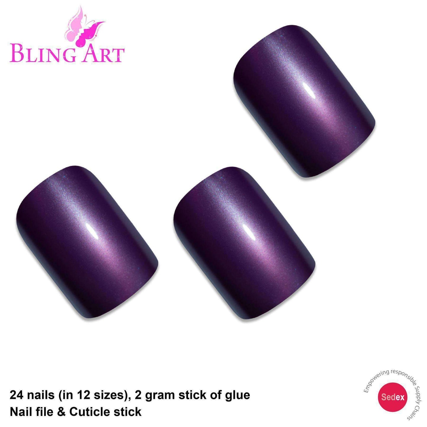 Bling Art Purple French Nails