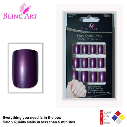 Bling Art Purple French Nails