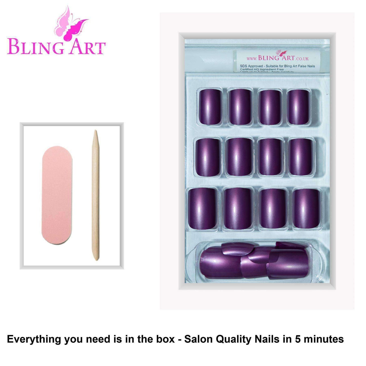 Bling Art Purple French Nails