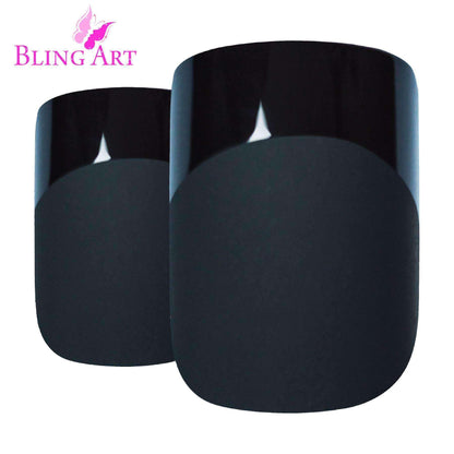 Bling Art Black Matte French Nails
