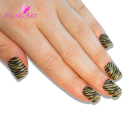 Bling Art Gold Black French Nails