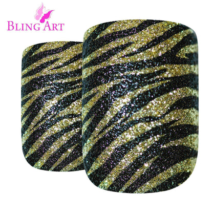 Bling Art Gold Black French Nails