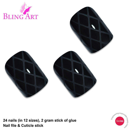 Bling Art Matte Black French Nails