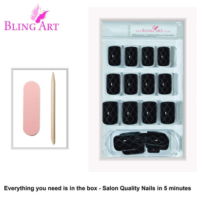 Bling Art Matte Black French Nails