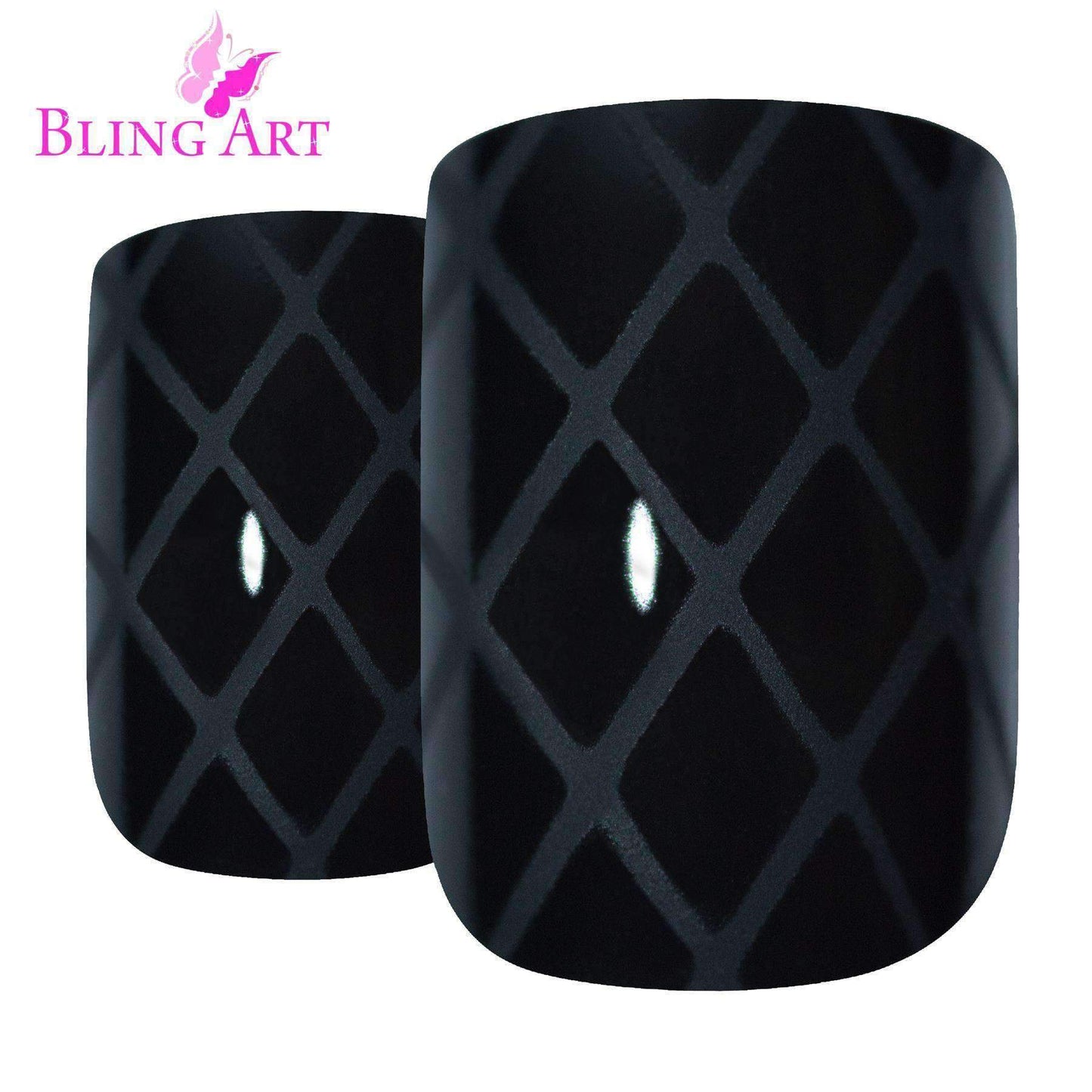 Bling Art Matte Black French Nails