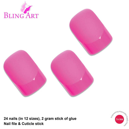 Bling Art Pink Matte French Nails