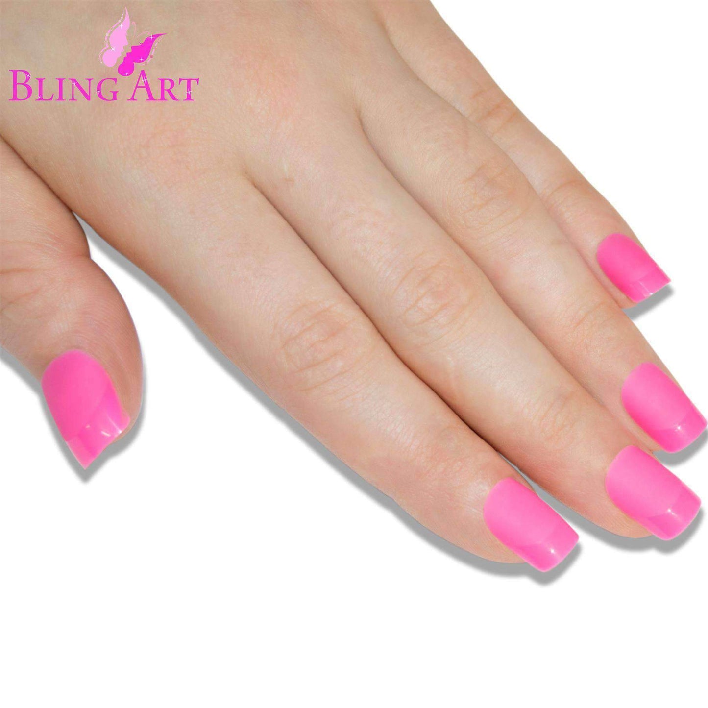 Bling Art Pink Matte French Nails