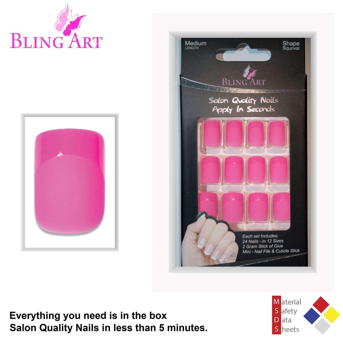Bling Art Pink Matte French Nails