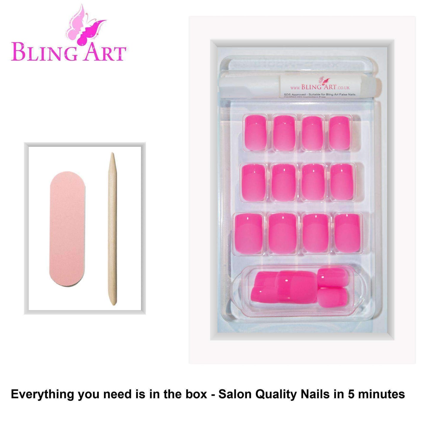 Bling Art Pink Matte French Nails