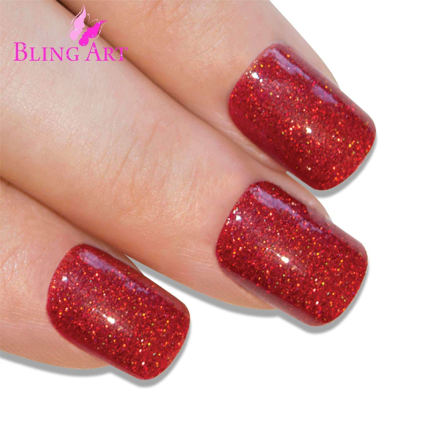 Bling Art Red Gel French Nails