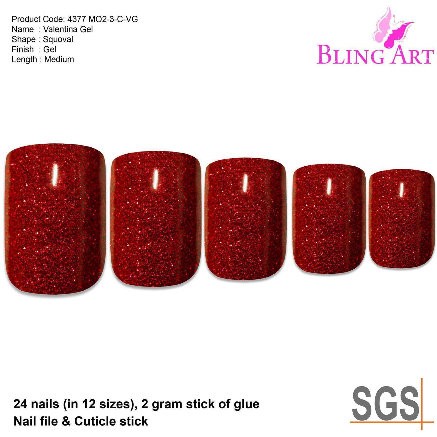 Bling Art Red Gel French Nails