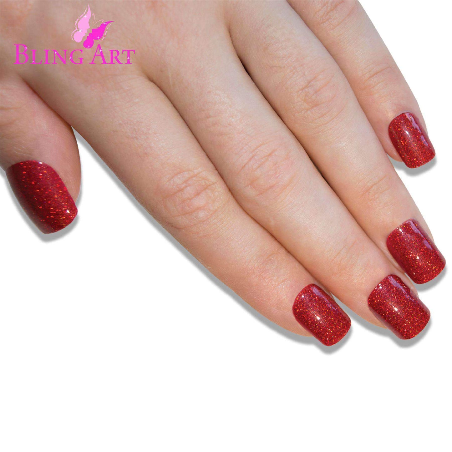 Bling Art Red Gel French Nails