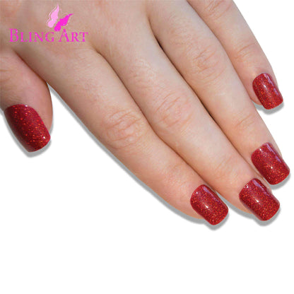 Bling Art Red Gel French Nails