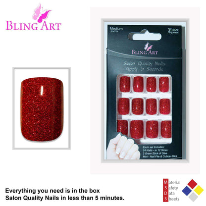 Bling Art Red Gel French Nails