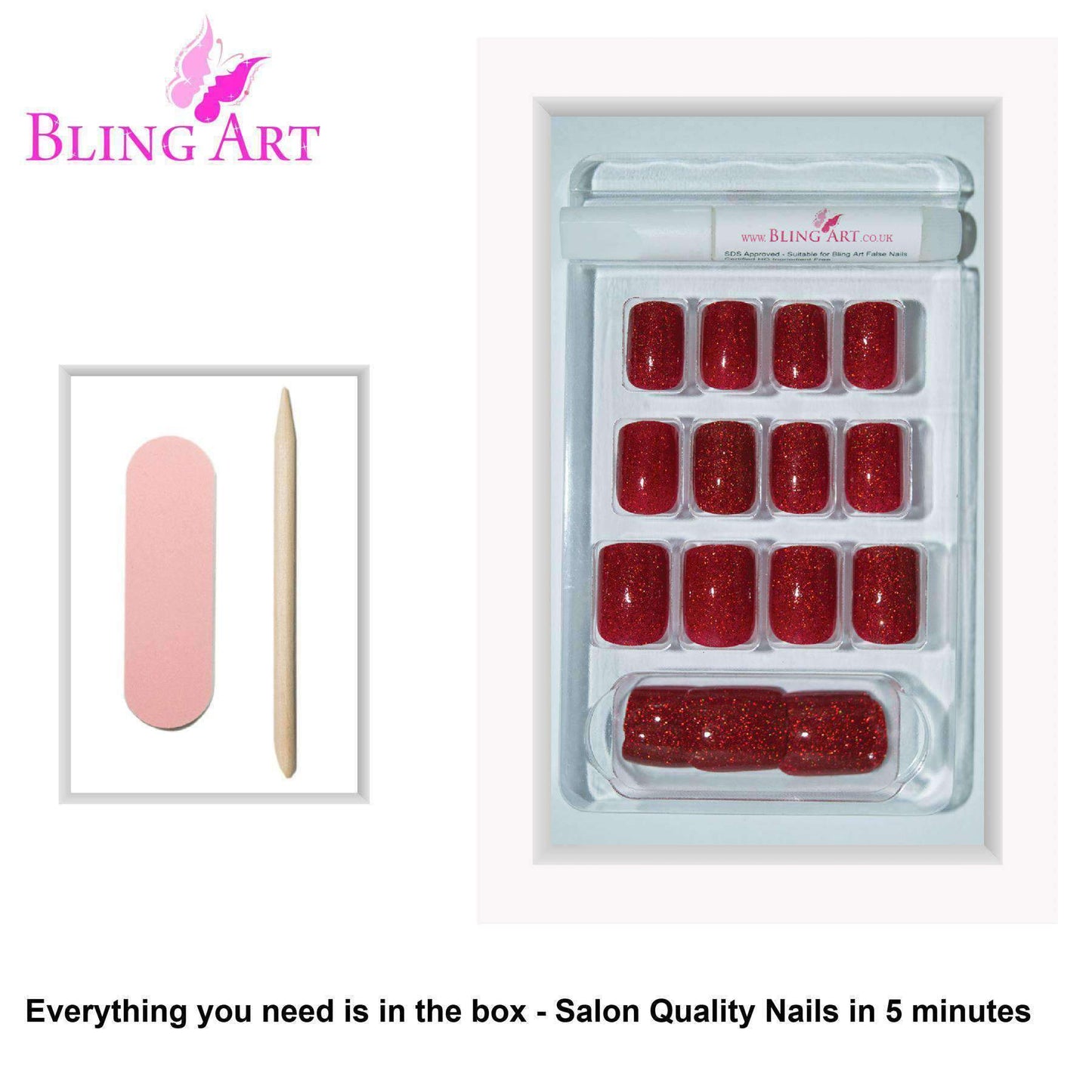 Bling Art Red Gel French Nails