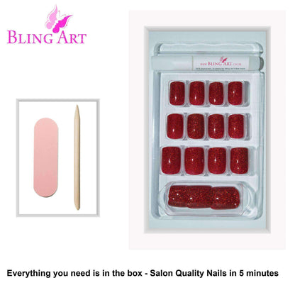 Bling Art Red Gel French Nails