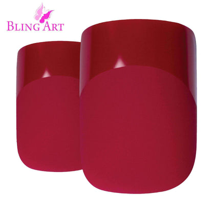 Bling Art Red Matte French Manicure Nails