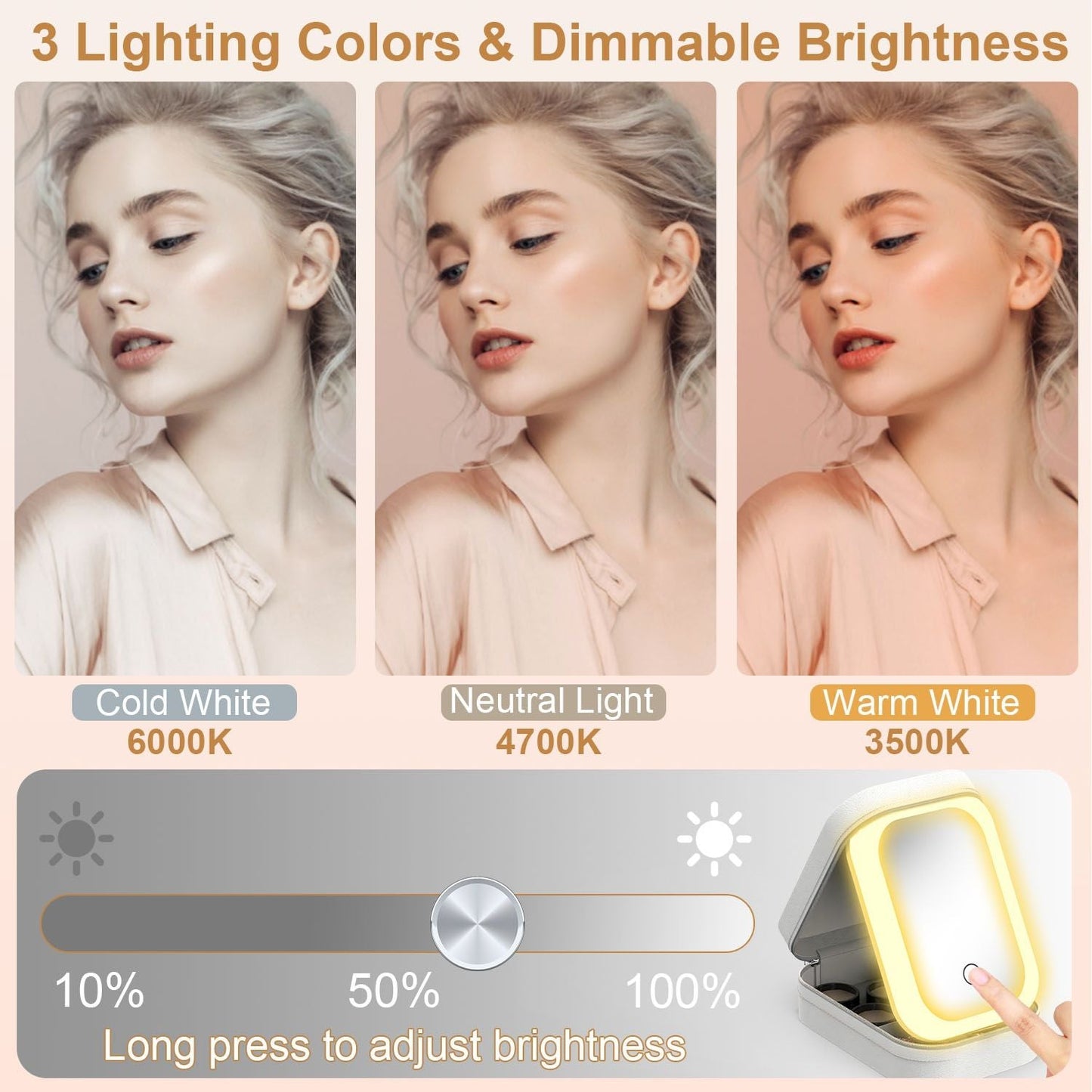 LED Mirror Travel Makeup Bag