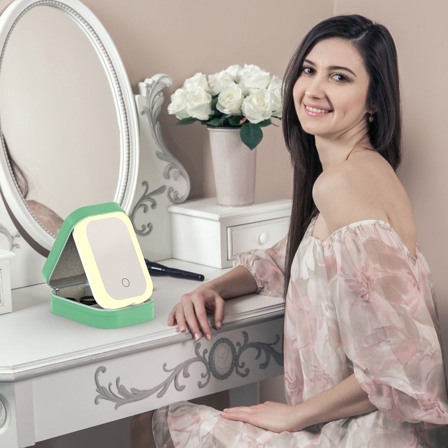 LED Mirror Travel Makeup Bag