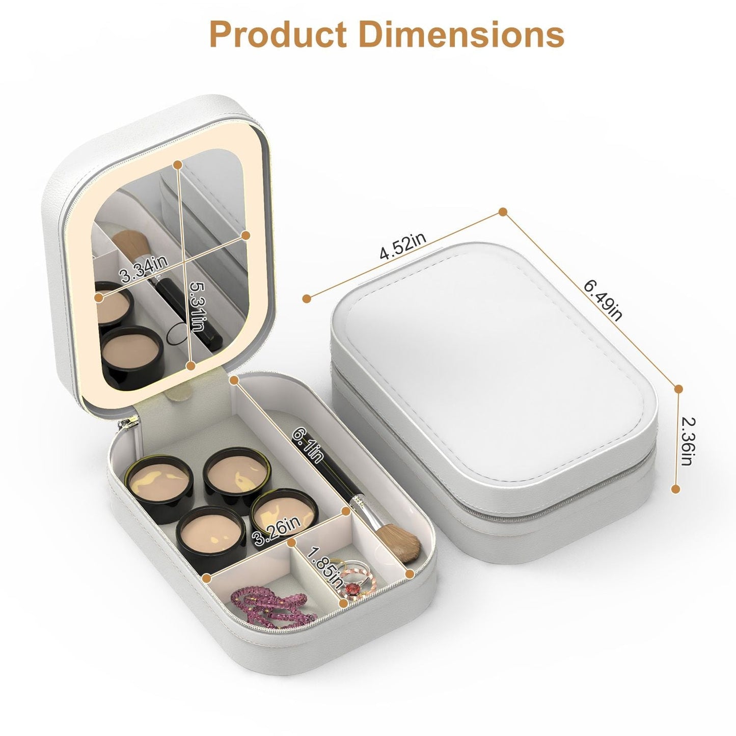 LED Mirror Travel Makeup Bag
