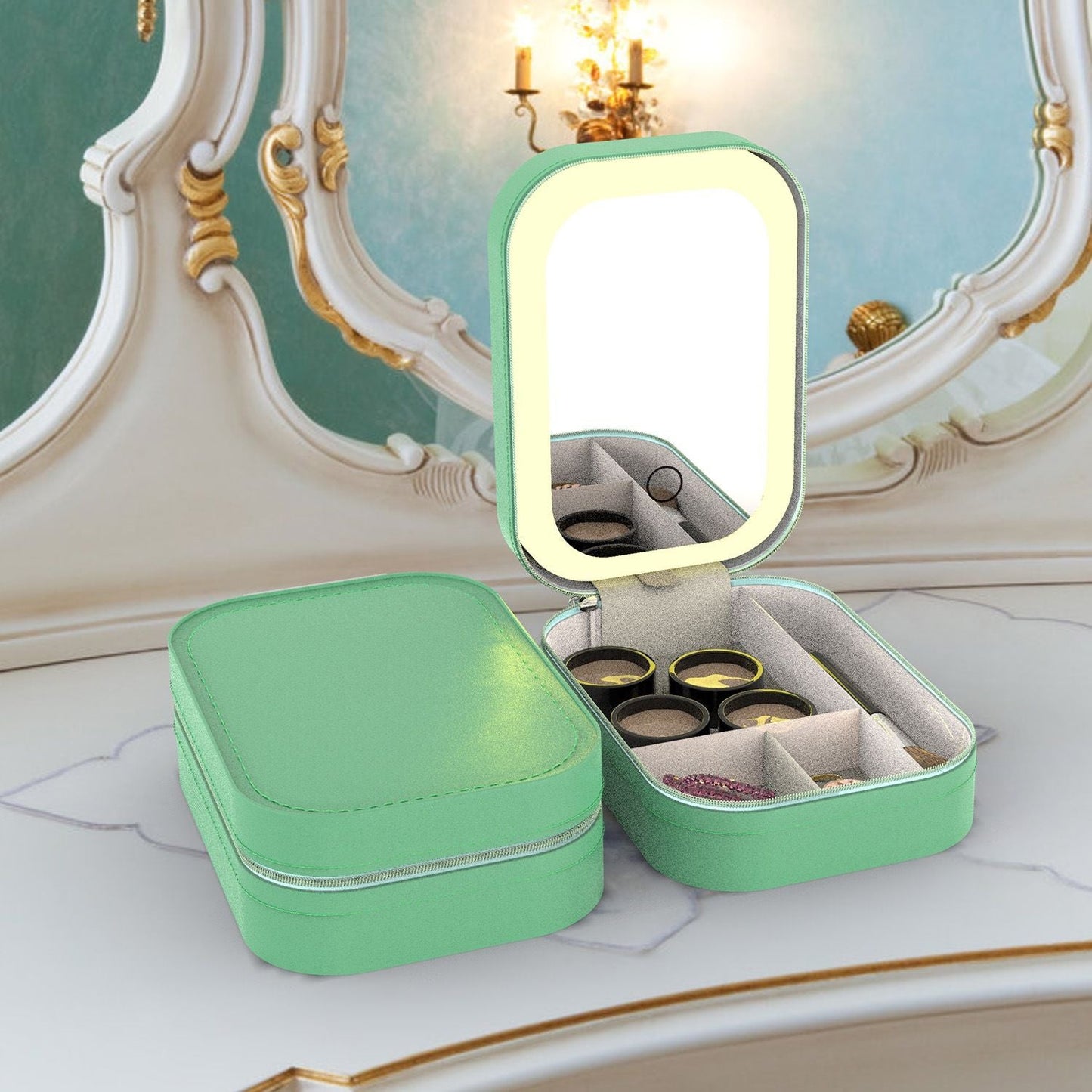 LED Mirror Travel Makeup Bag