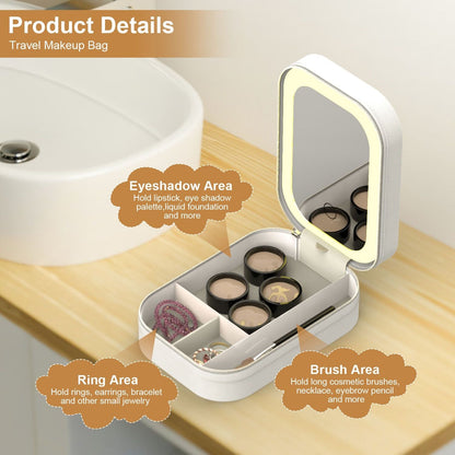 LED Mirror Travel Makeup Bag