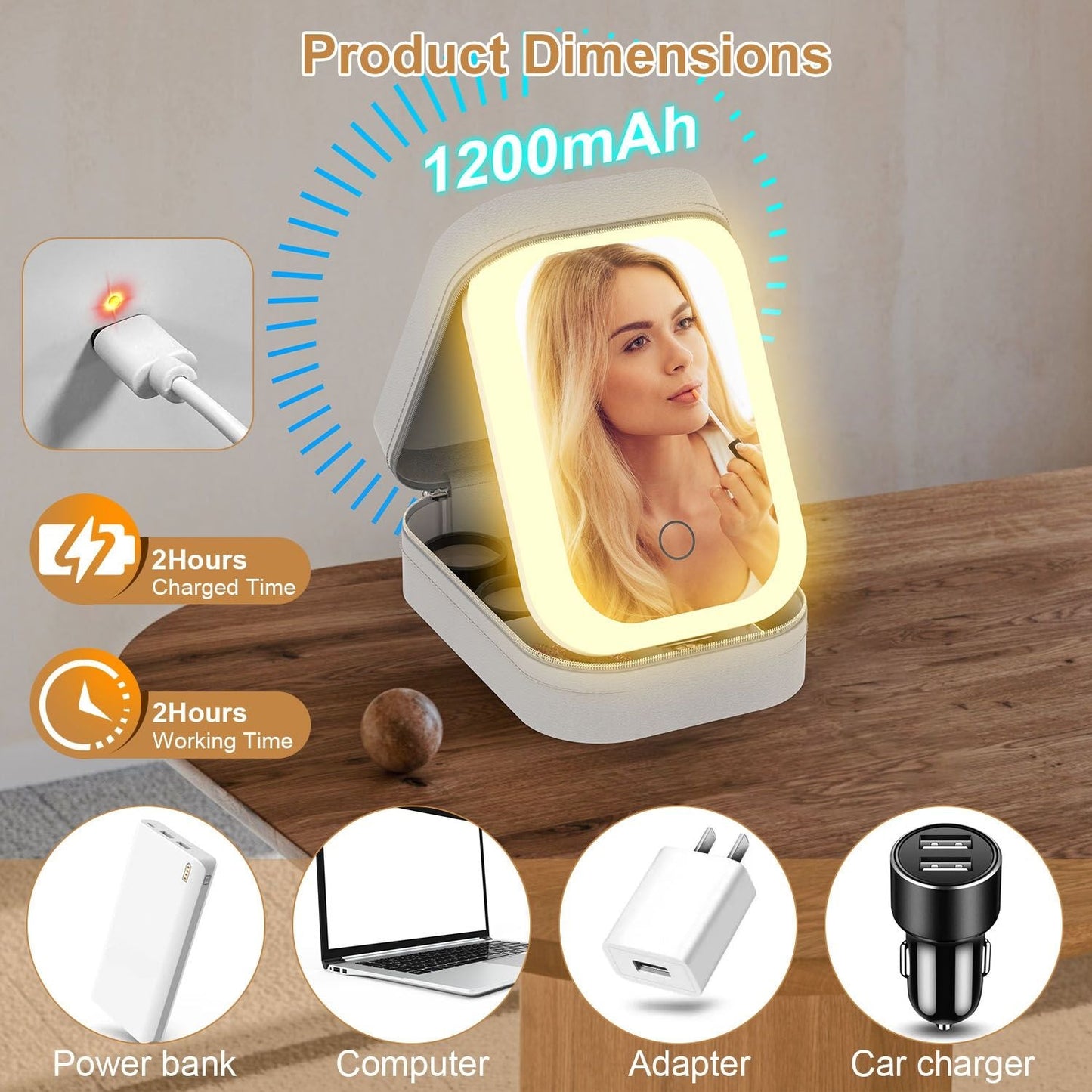 LED Mirror Travel Makeup Bag