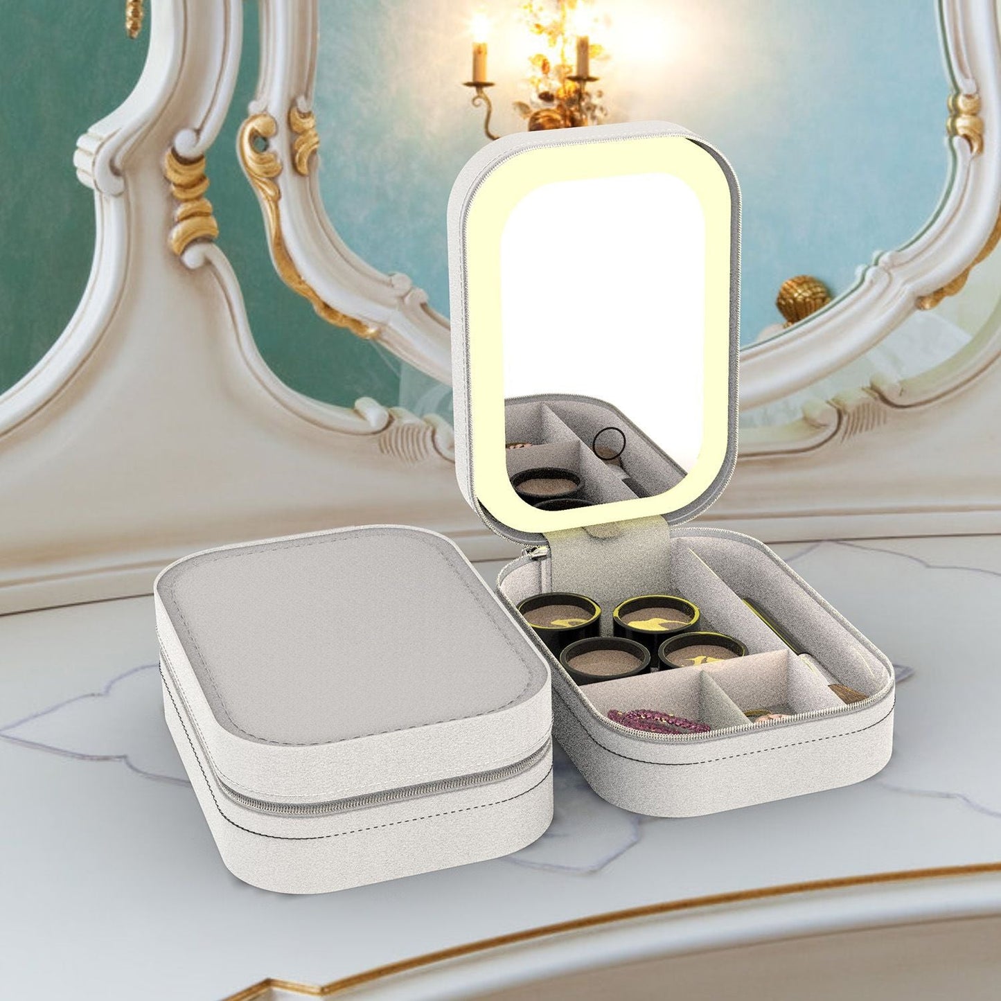 LED Mirror Travel Makeup Bag